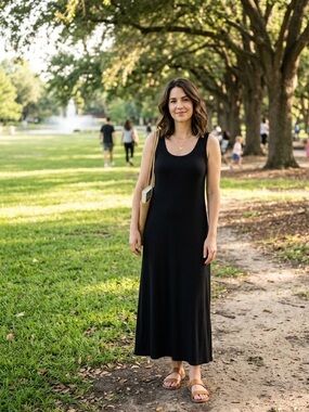 J. Jill Black Sleeveless Sheath Maxi Dress
